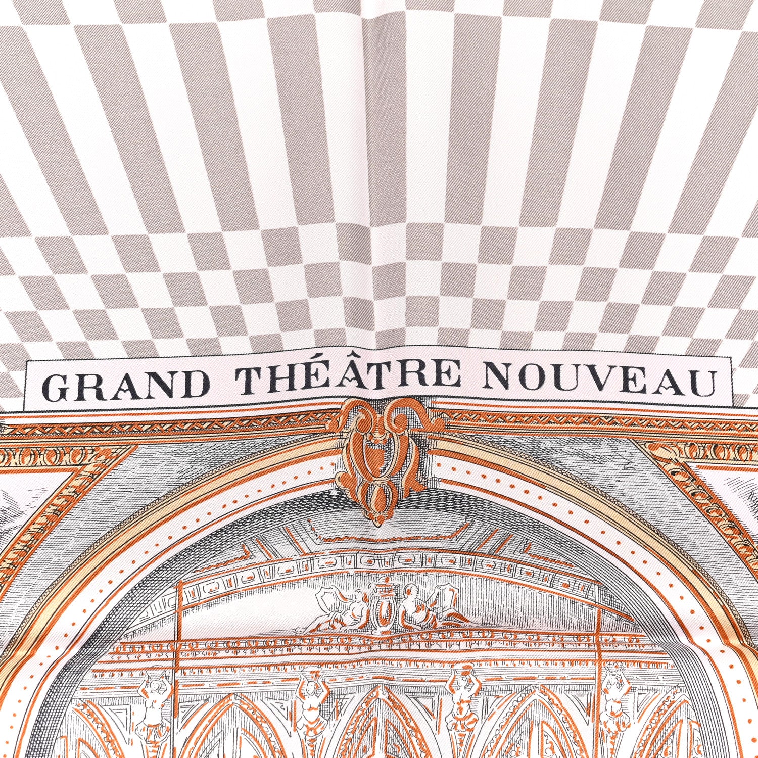 Hermes Silk Grand Theatre Nouveau Scarf 90 Rose Pale Etoupe 8 of 8