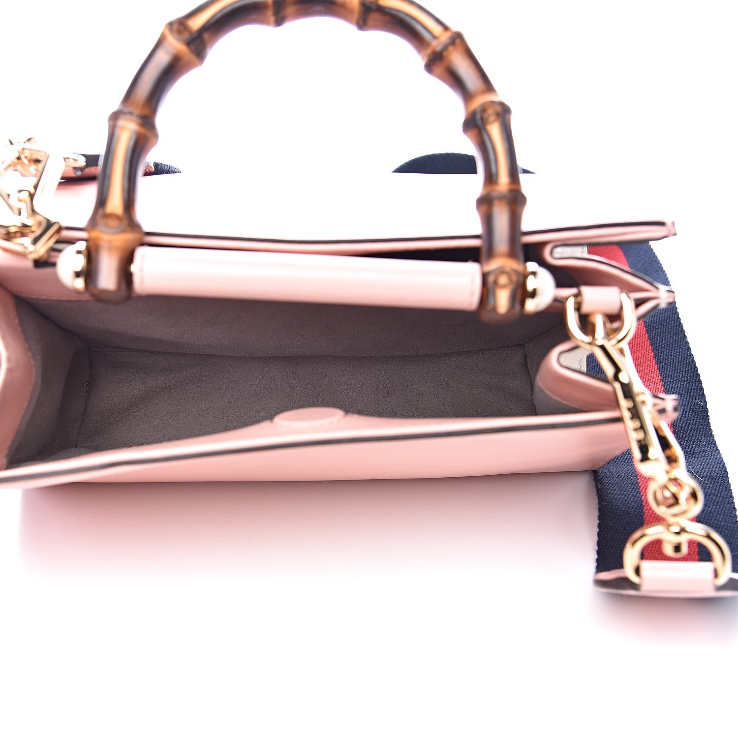 Gucci Nappa Bamboo Web Mini Nymphaea Top Handle Bag Perfect Pink Mystic White 5 of 11