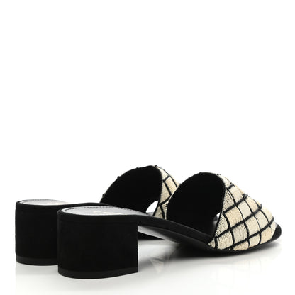Chanel Kid Suede Pearl Embroidery CC Mules 39 Black White 4 of 9
