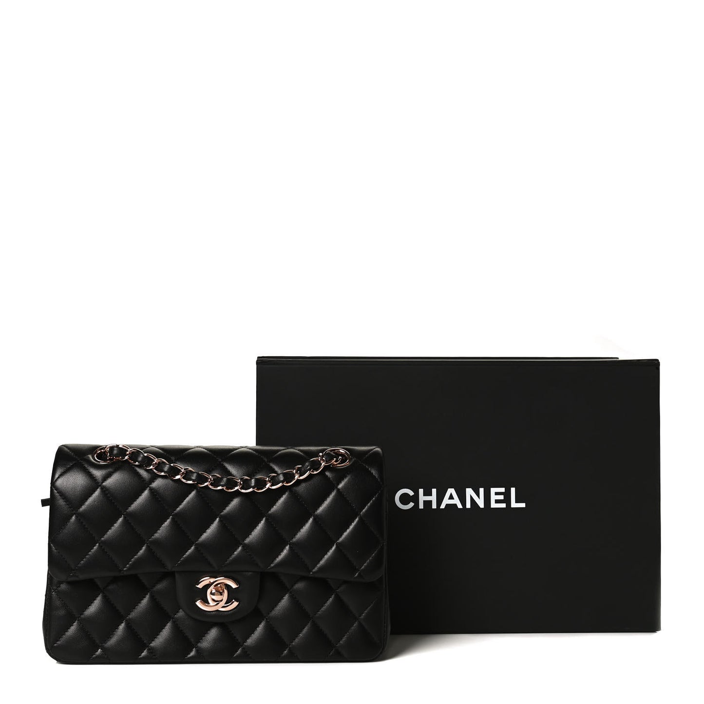 Lambskin Quilted Small Double Flap Black
