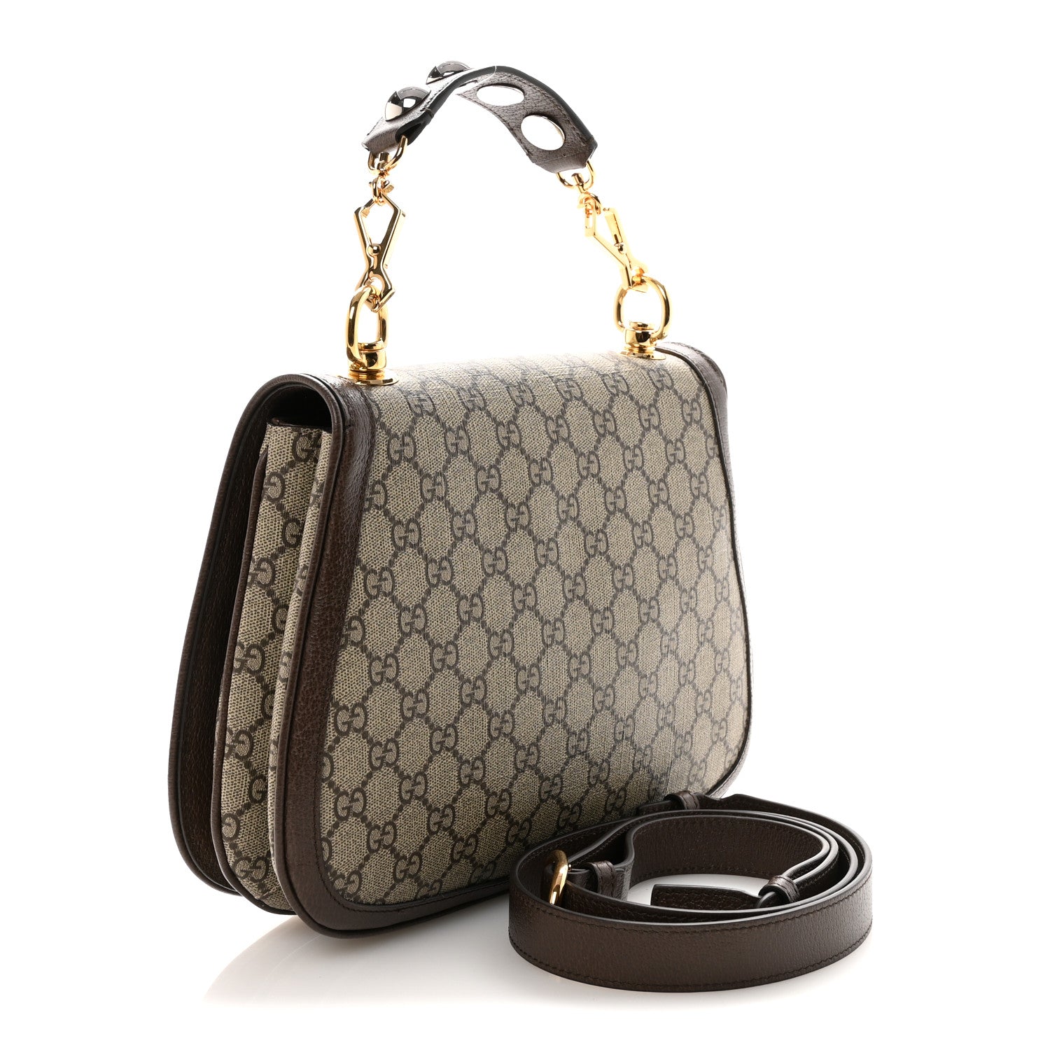 Gucci GG Supreme Monogram Textured Dollar Calfskin Web Medium