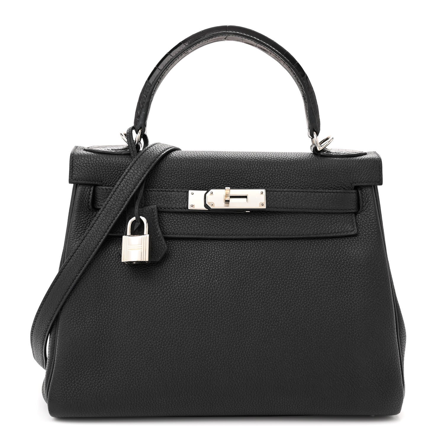 Hermes Togo Matte Alligator Kelly Retourne Touch 28 Black 1 of 13