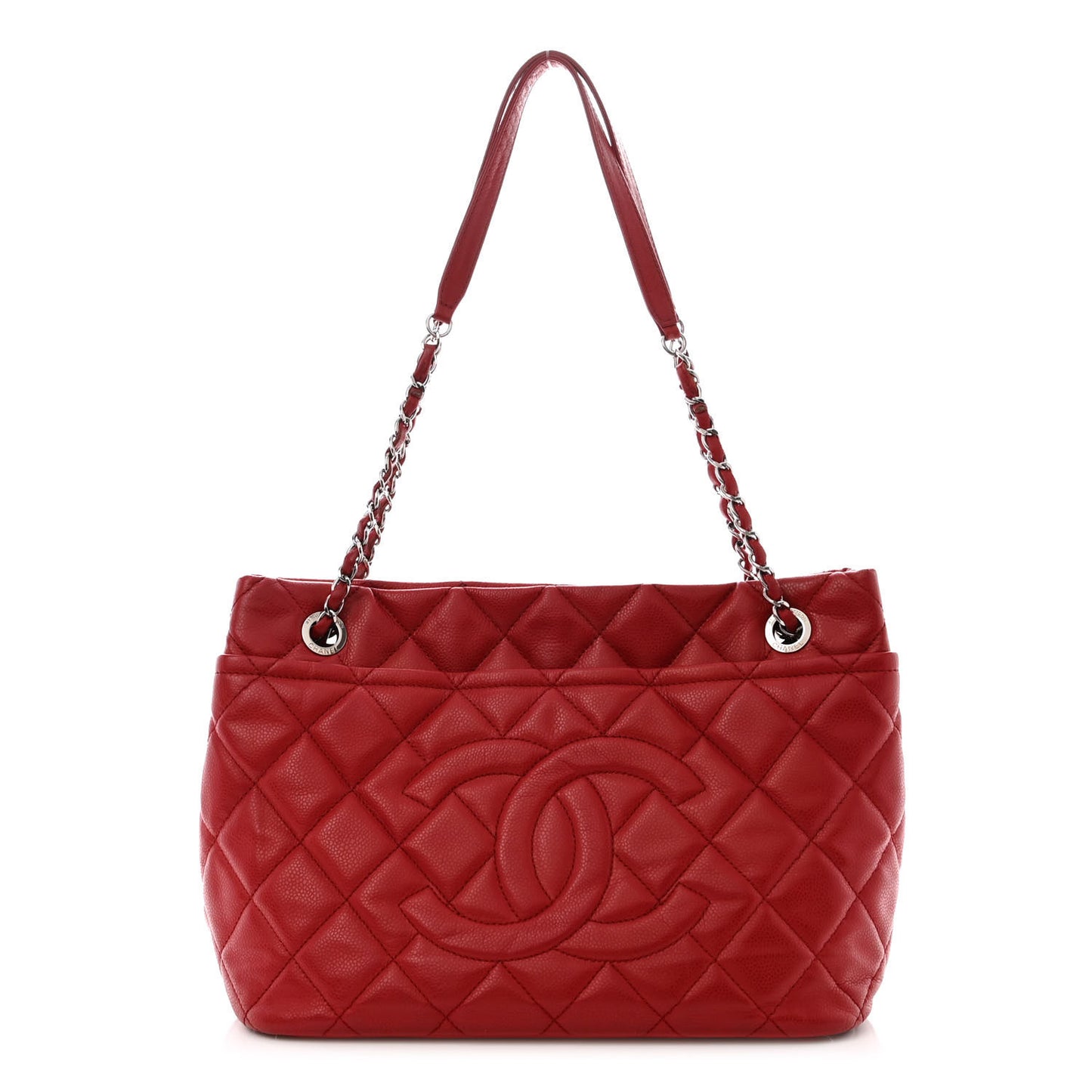 Caviar Quilted Timeless CC Soft Tote Red