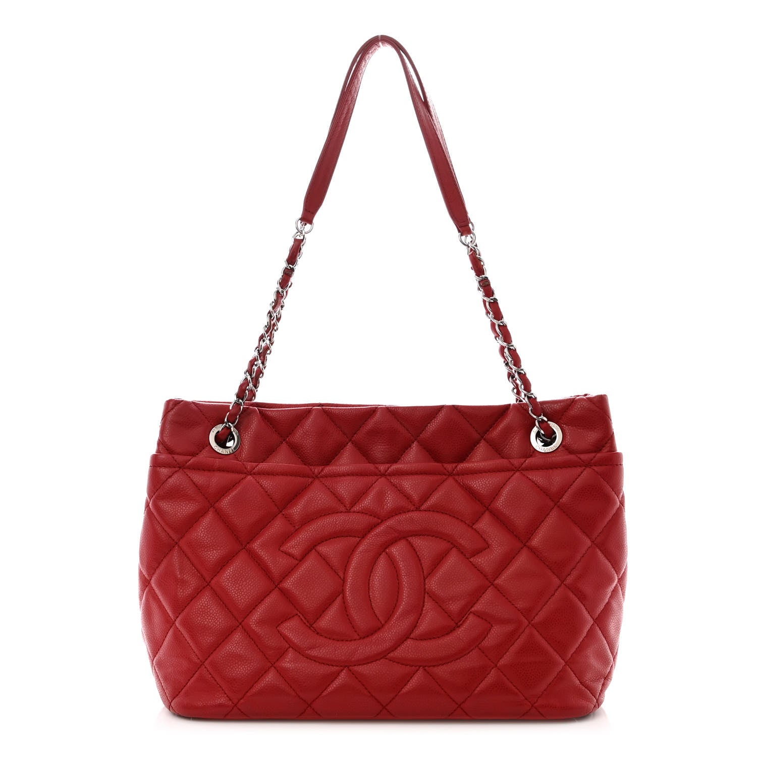 Chanel Caviar Quilted Timeless CC Soft Tote Red 1 of 9