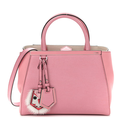 Fendi Vitello Elite Flamingo Mink Monster Charm Petite 2Jours Tote Pink Multicolor 1 of 11