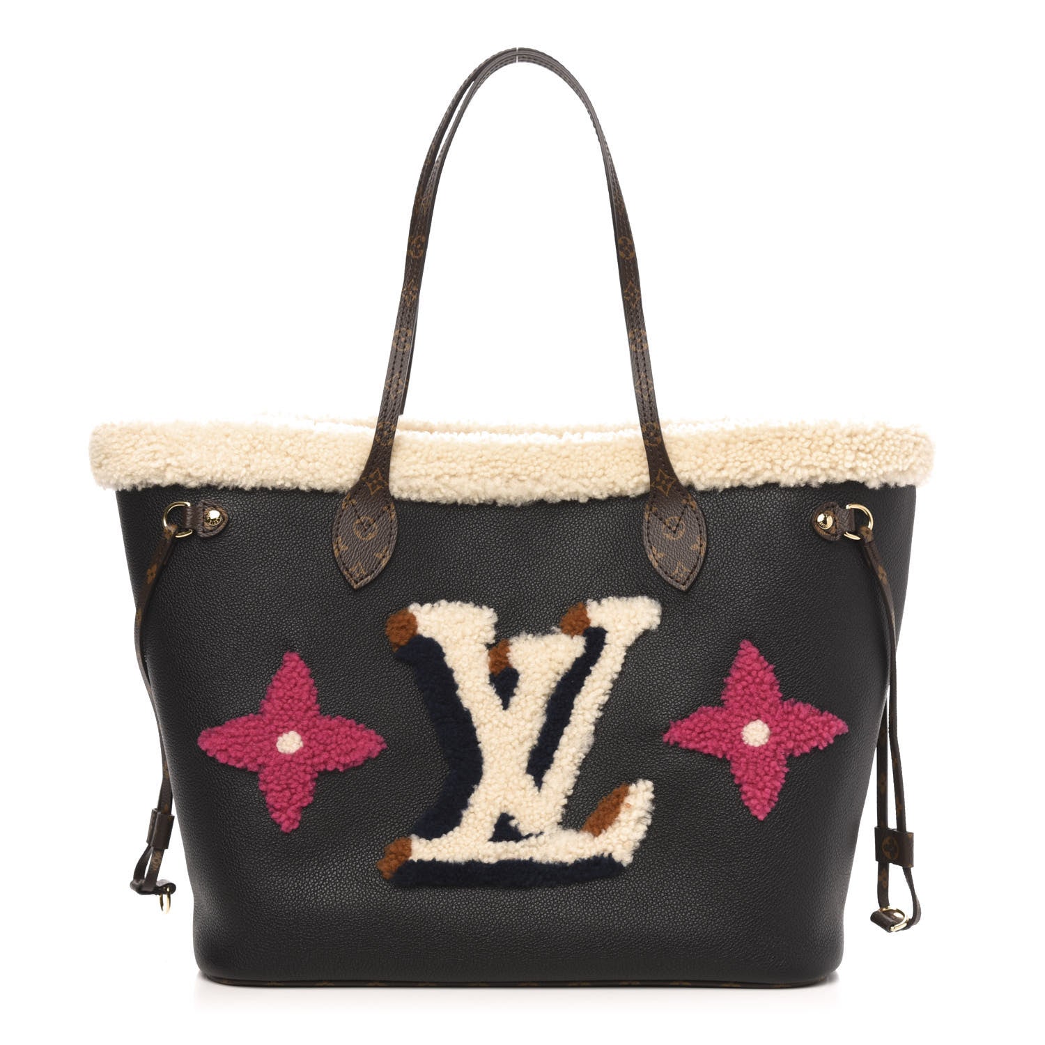 Louis Vuitton Calfskin Monogram Teddy Neverfull MM Black 3 of 10