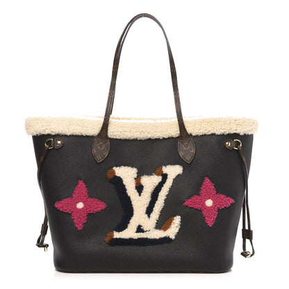 Louis Vuitton Calfskin Monogram Teddy Neverfull MM Black 3 of 10
