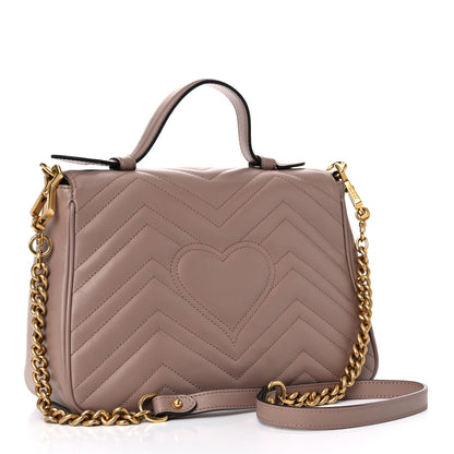Gucci Calfskin Matelasse Small GG Marmont Top Handle Shoulder Bag Porcelain Rose 3 of 11