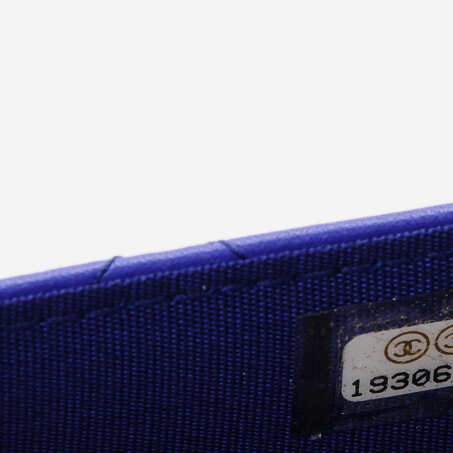 Calfskin Quilted Fancy CC Wallet On Chain WOC Blue
