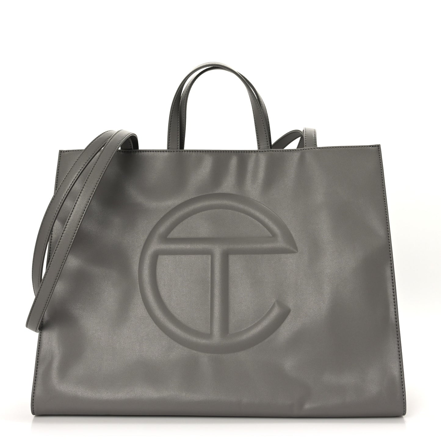 Vegan Leather Large Shopping Bag Grey