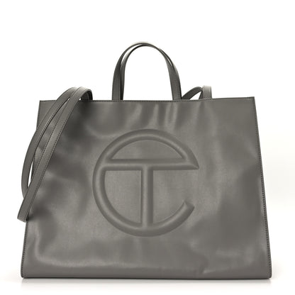 Telfar Vegan Leather Large Shopping Bag Grey 1 of 8