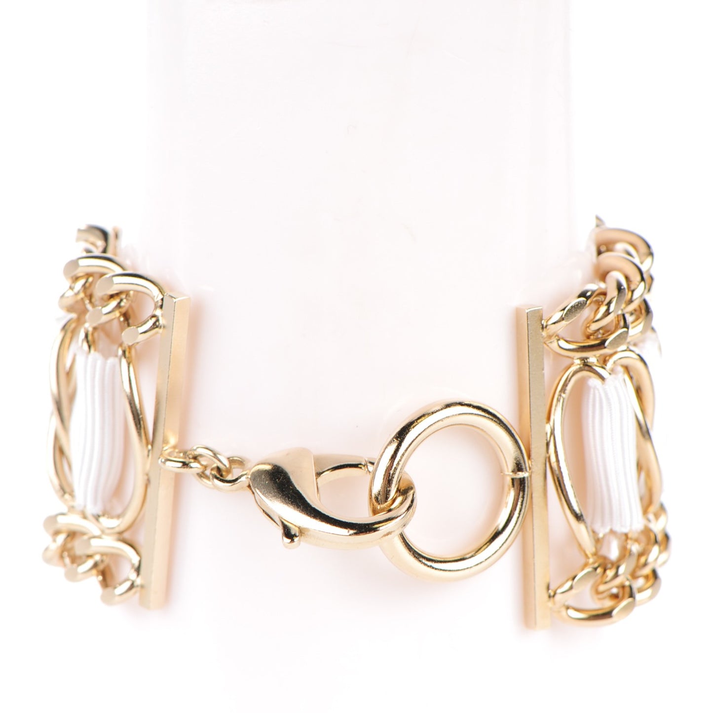 Enamel Camellia Chain Ribbon Bracelet White