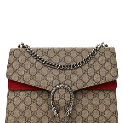 Gucci GG Supreme Monogram Suede Cudu Medium Dionysus Shoulder Bag Beige Ebony Vulcanic Red 8 of 18