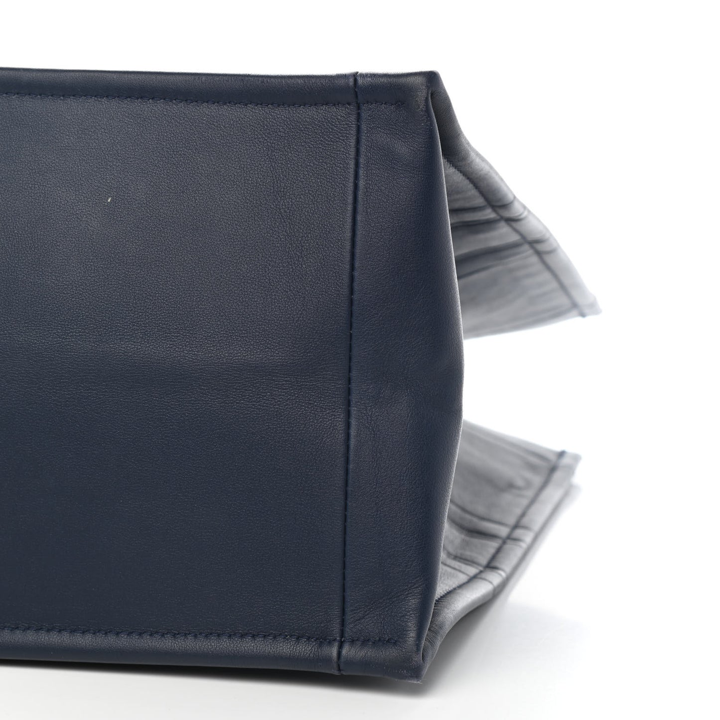 Calfskin Embossed Book Tote Navy Blue