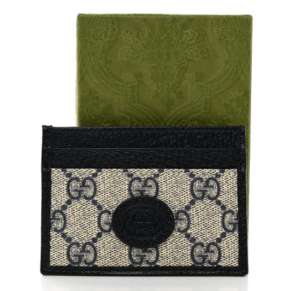 Gucci GG Supreme Monogram Textured Dollar Calfskin Retro Interlocking G Card Holder Beige Blue 7 of 7