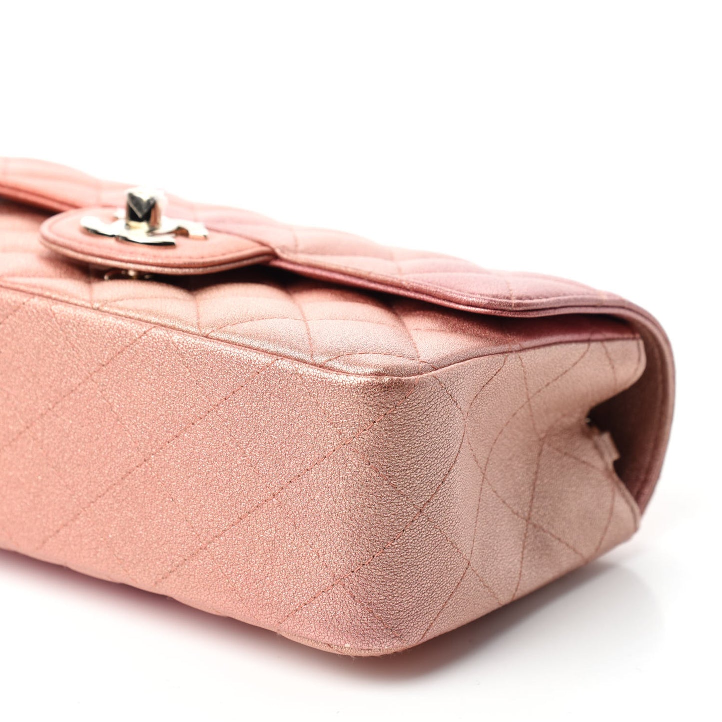 Metallic Lambskin Quilted Ombre Mini Rectangular Flap Pink