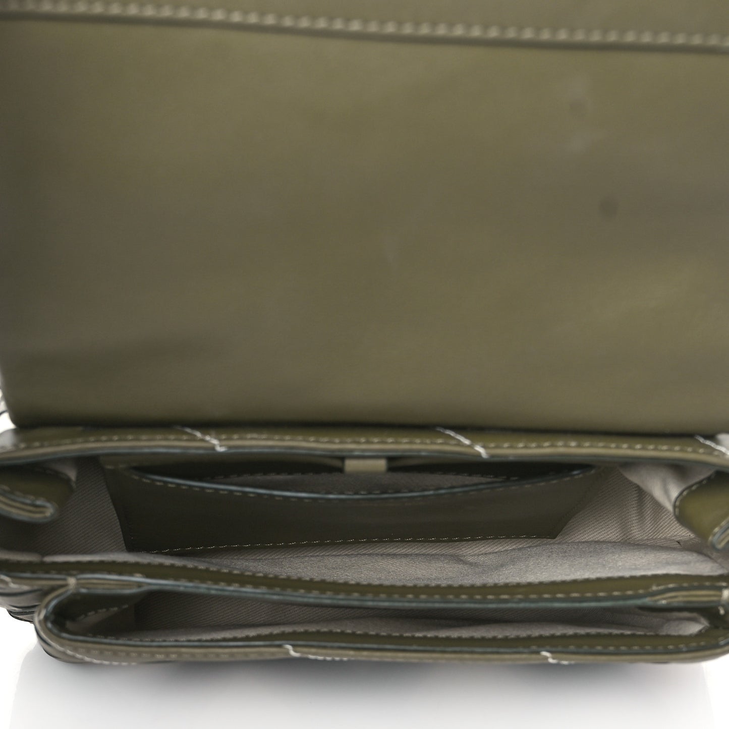 Calfskin Cutout Alix Flap Shoulder Bag Military Green White