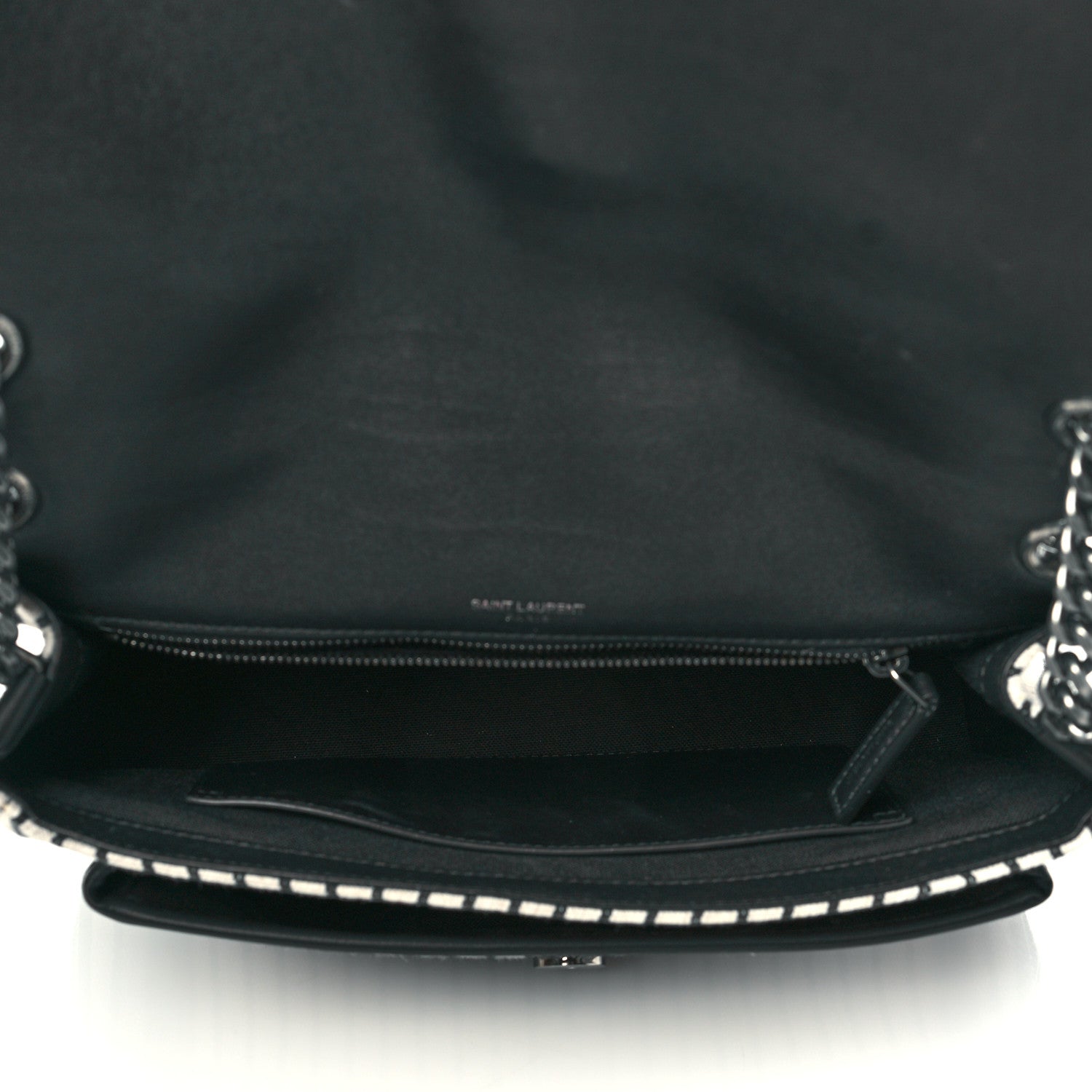 Saint Laurent Cotton Canvas Vintage Calfskin Monogram Medium Niki Chain Satchel 5 of 9