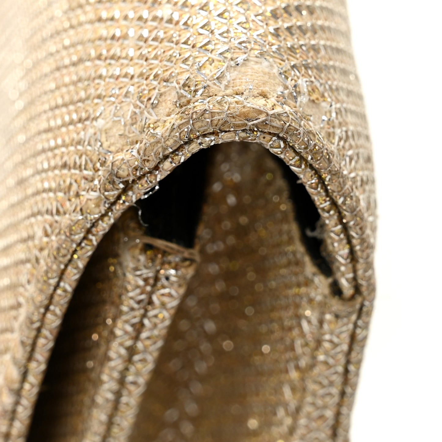 Metallic Canvas Woven Small Classic Monogram Kate Tassel Chain Wallet Gold