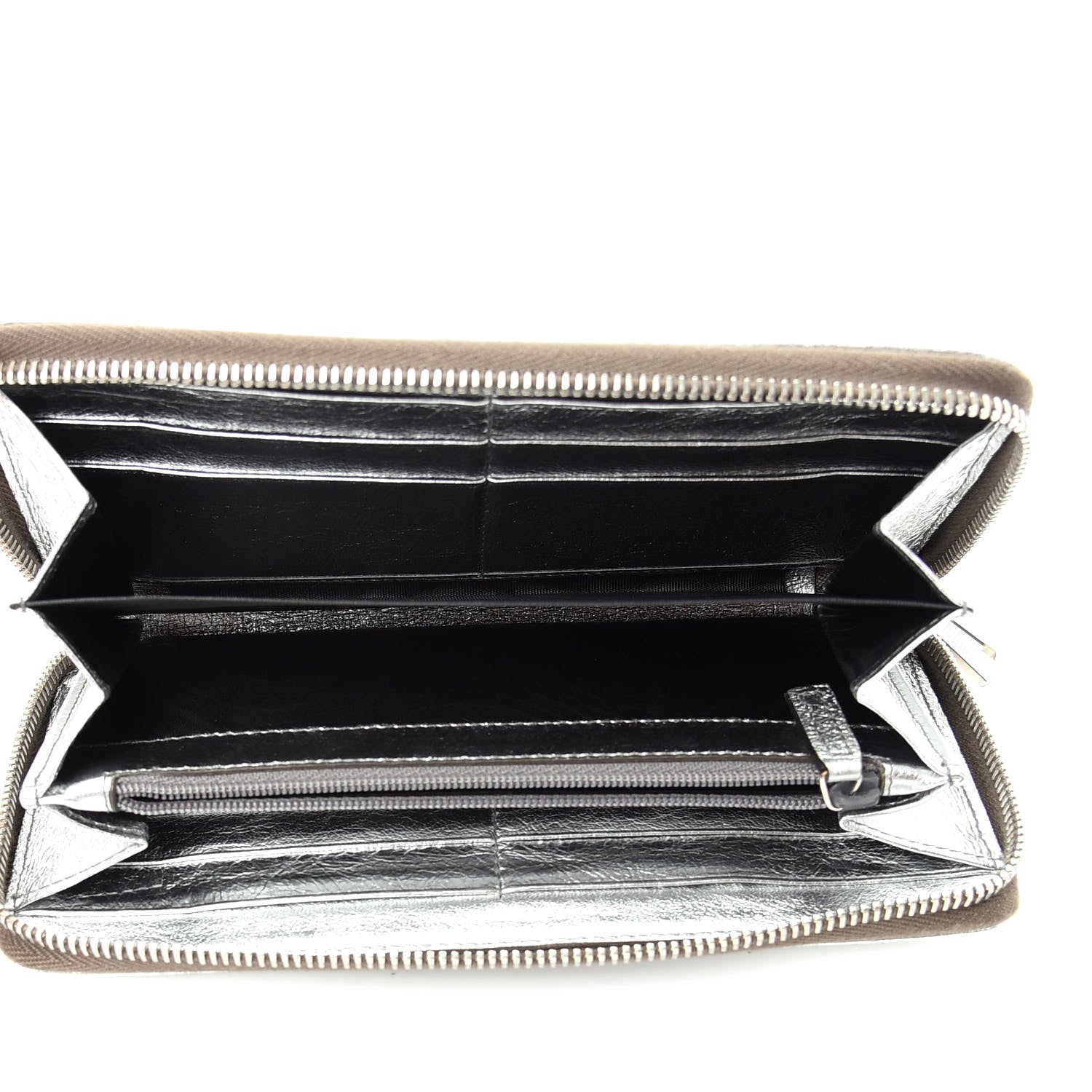 Saint Laurent Metallic Calfskin Belle De Jour Zip Around Wallet Moon 5 of 7