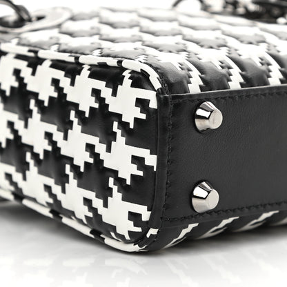 Christian Dior Calfskin Macro Houndstooth Embossed Micro Lady Dior Black White 8 of 9