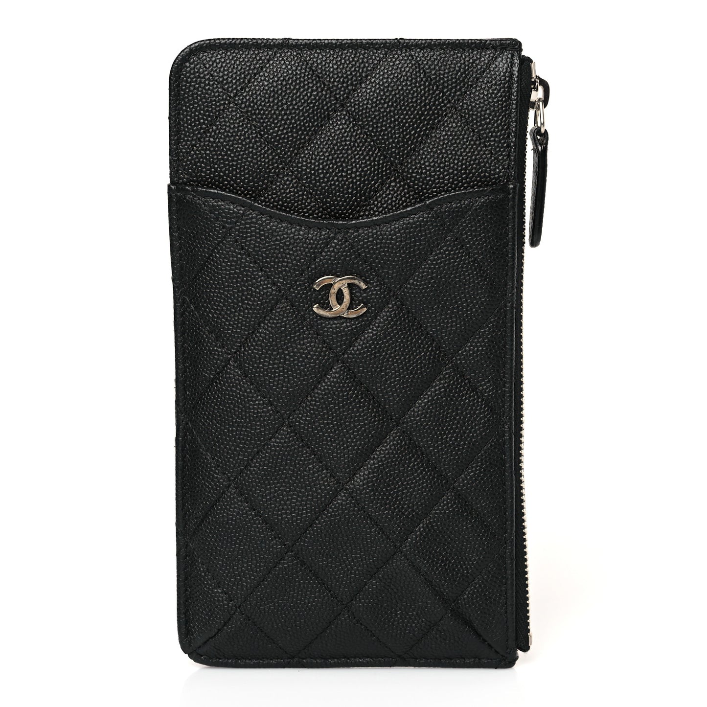Caviar Quilted Classic Flat Wallet Pouch Black