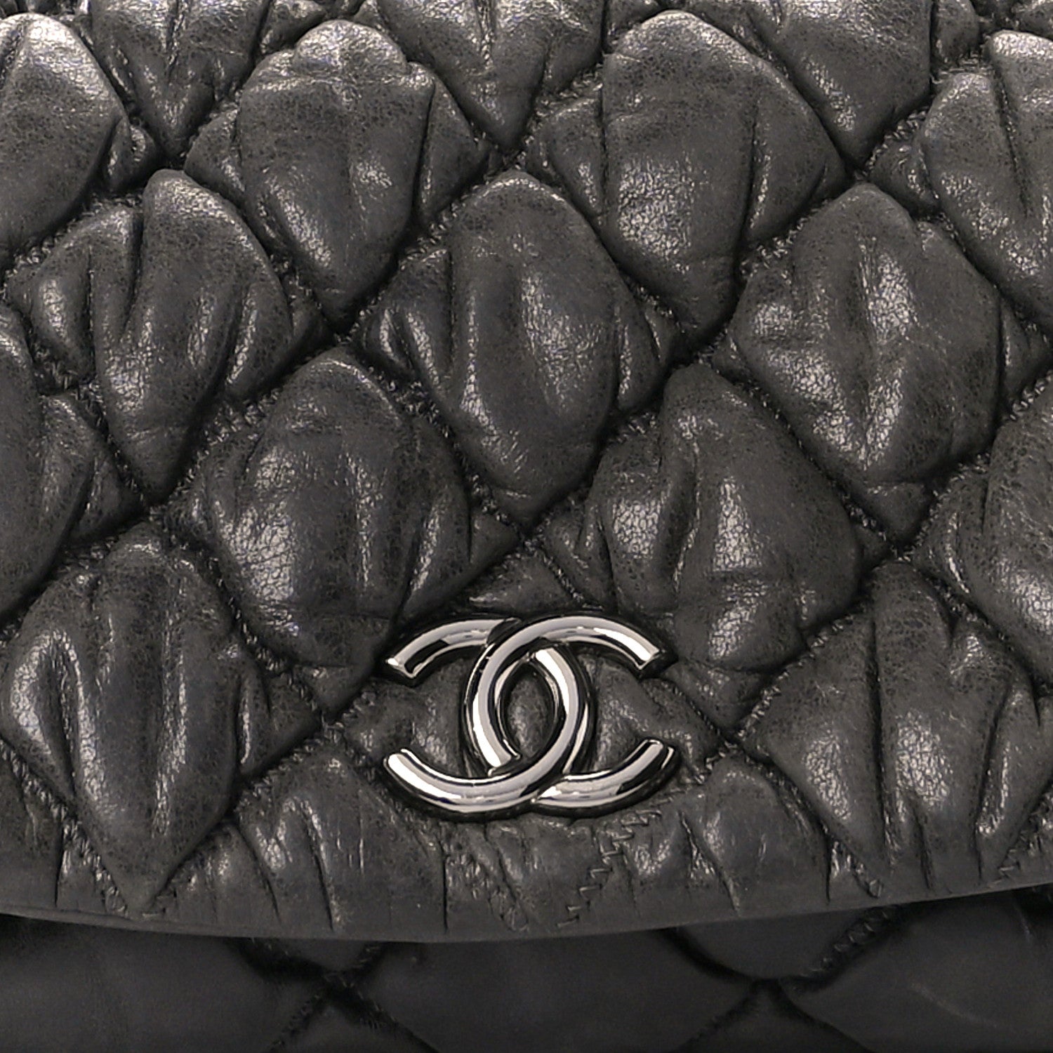 Chanel Calfskin Bubble Quilt Accordion Flap Grey 9 of 11