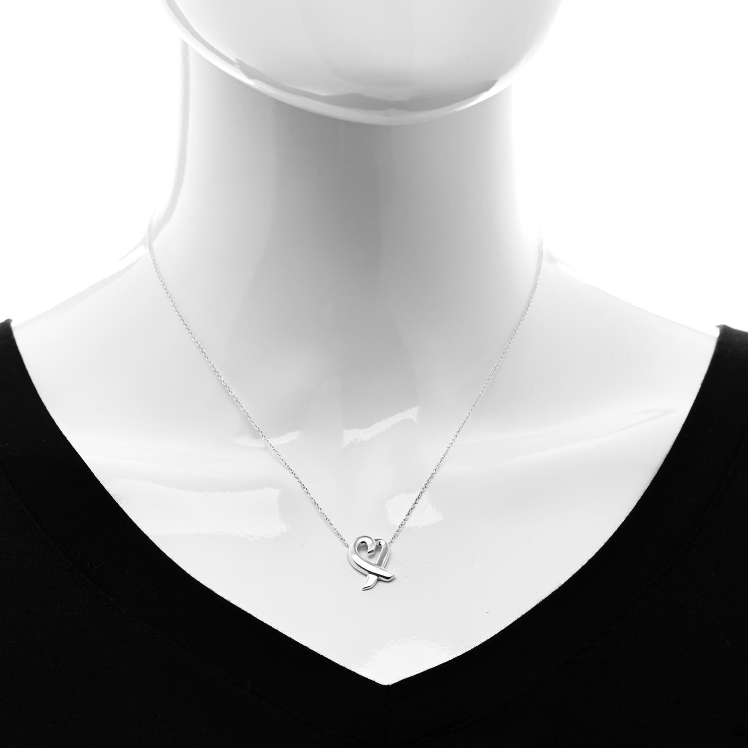 Tiffany Sterling Silver Small Paloma Picasso Loving Heart Pendant Necklace 2 of 6