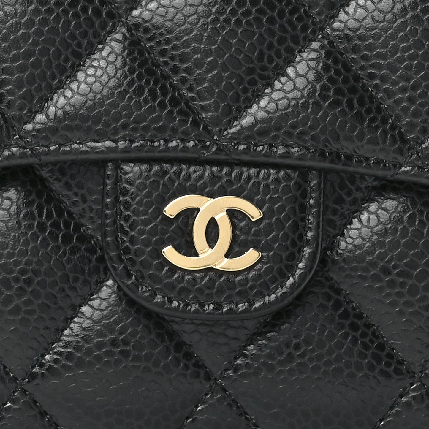 Caviar Quilted Compact Flap Wallet Black