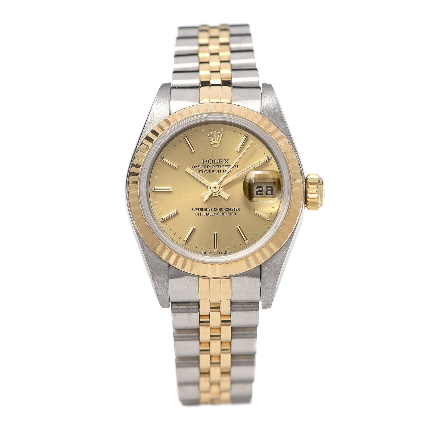 Rolex Stainless Steel 18K Yellow Gold 26mm Oyster Perpetual Datejust Watch Champagne 79173 1 of 6