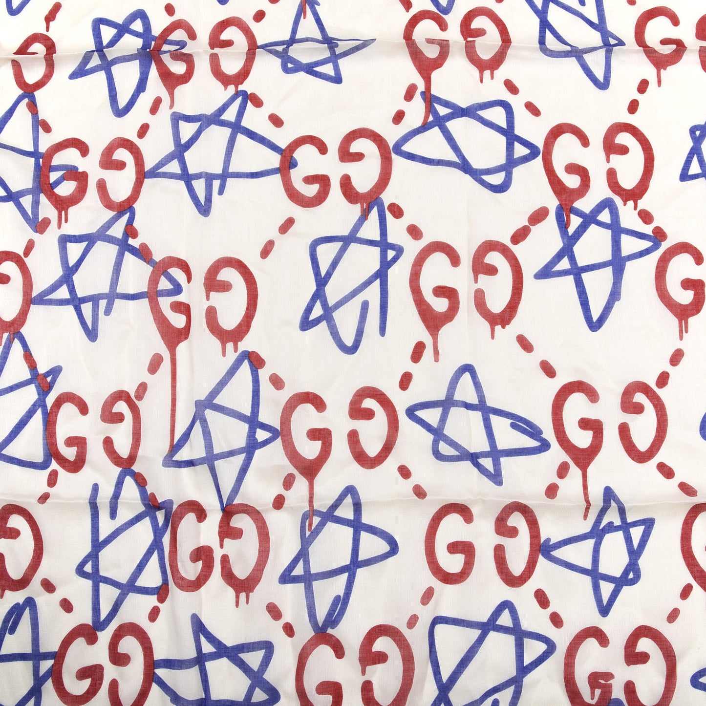 Modal Silk GucciGhost Print Square Scarf White