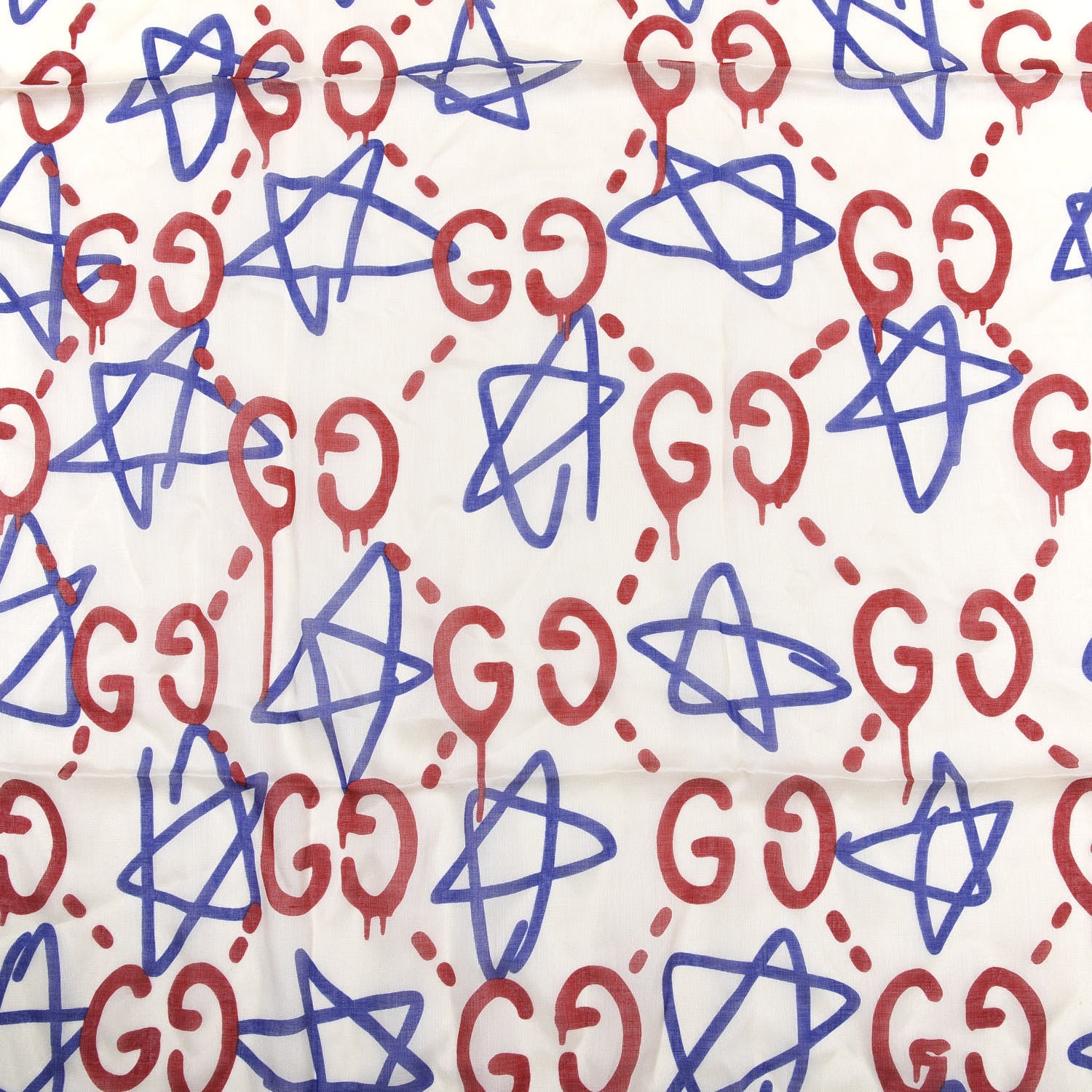 Gucci Modal Silk GucciGhost Print Square Scarf White 2 of 5