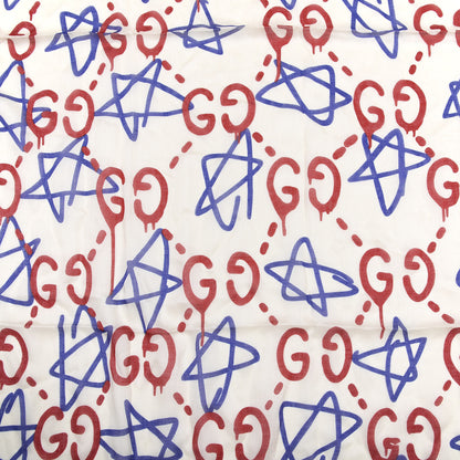 Gucci Modal Silk GucciGhost Print Square Scarf White 2 of 5
