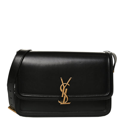 Saint Laurent Box Calfskin Monogram Medium Solferino Satchel Black 1 of 12