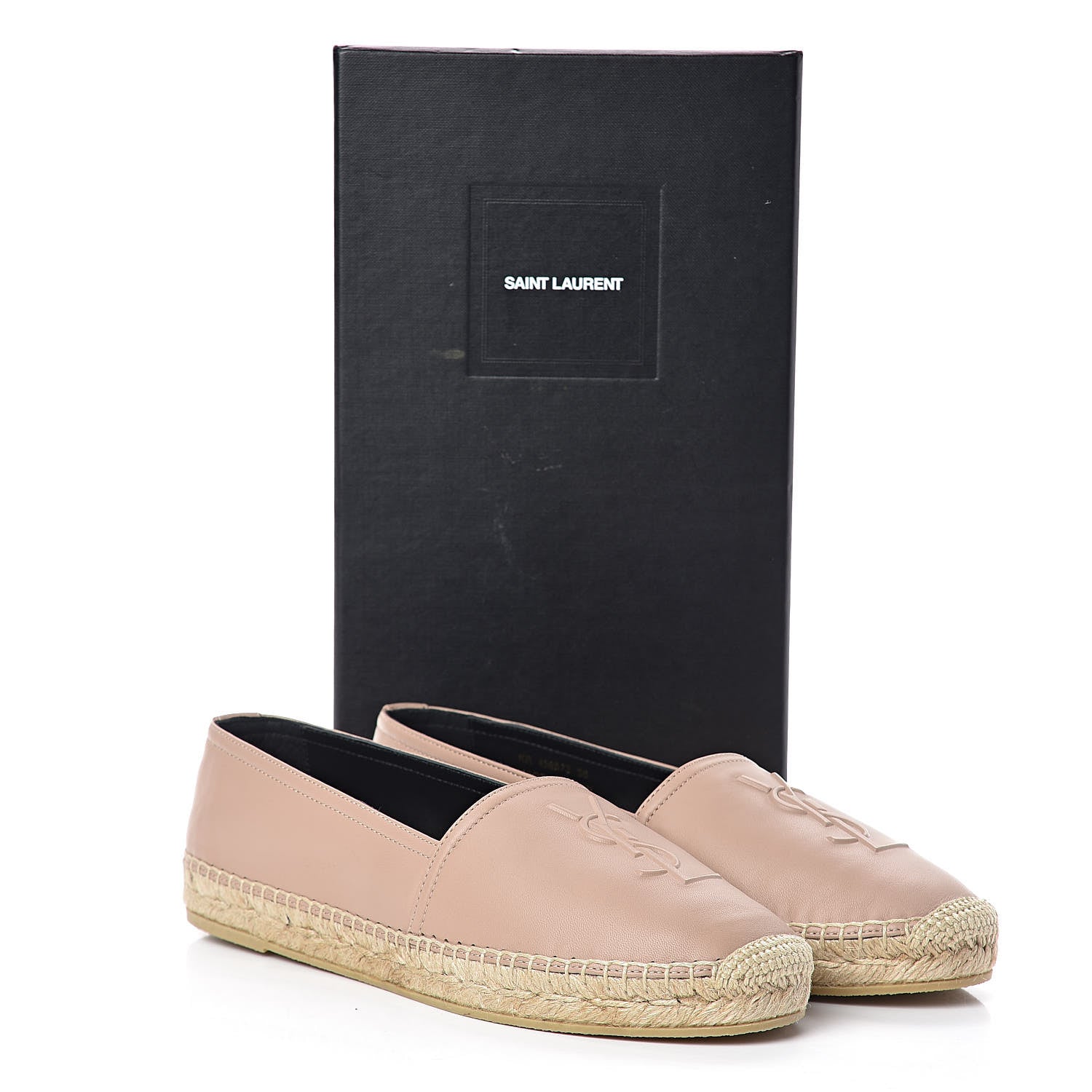 Saint Laurent Lambskin Monogram Espadrilles 38 Nude 8 of 8
