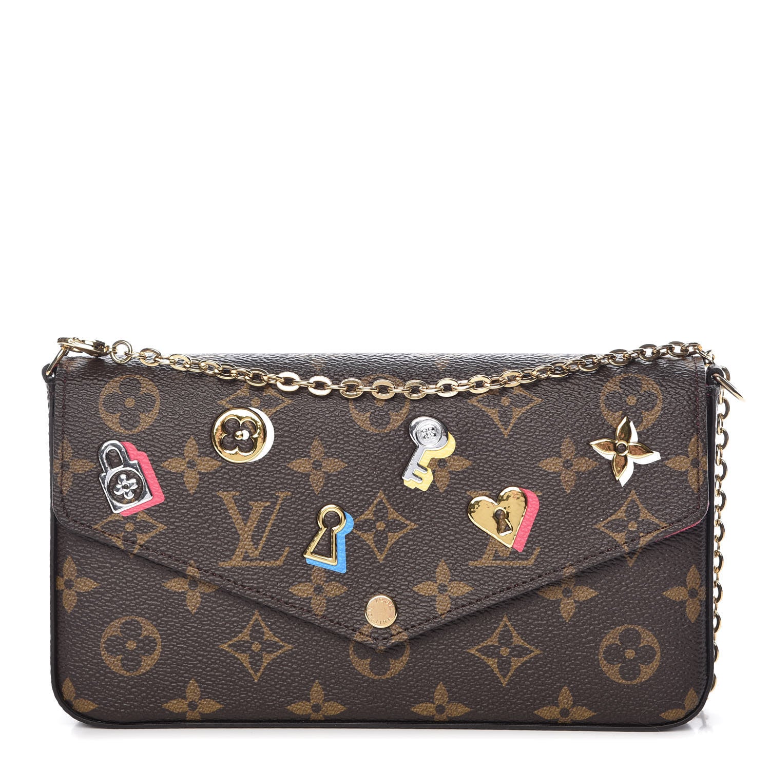 Louis Vuitton Monogram LV Love Lock Pochette Felicie Chain Wallet 1 of 13