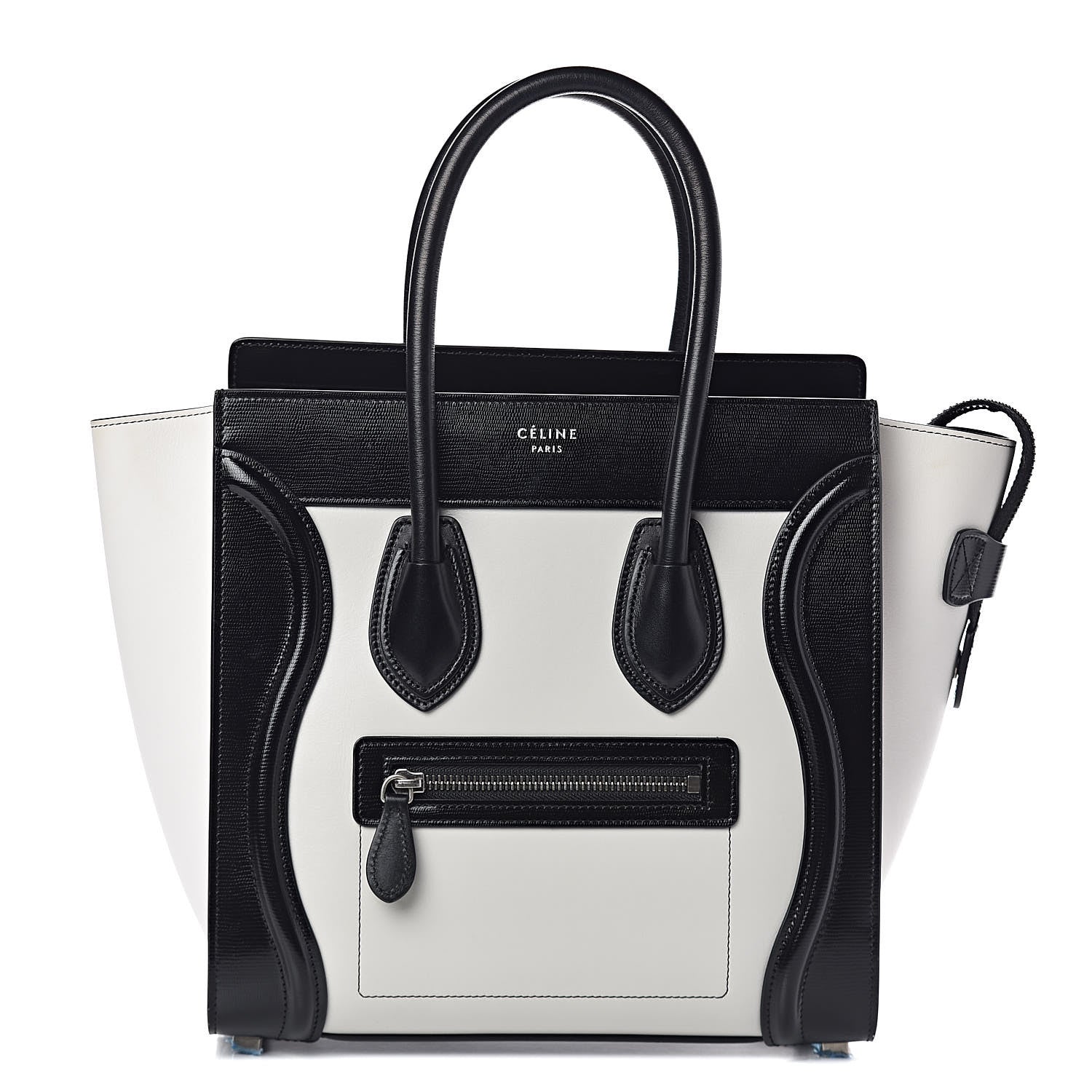 Celine Sleek Calfskin Micro Bi-Color Luggage Black White 1 of 11