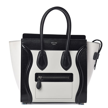 Celine Sleek Calfskin Micro Bi-Color Luggage Black White 1 of 11