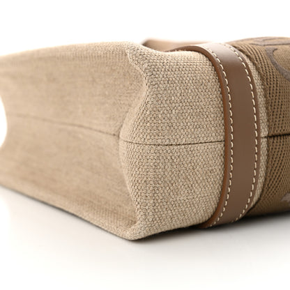 Chloe Linen Calfskin Small Woody Ribbon Tote With Strap Dark Nut 9 of 10