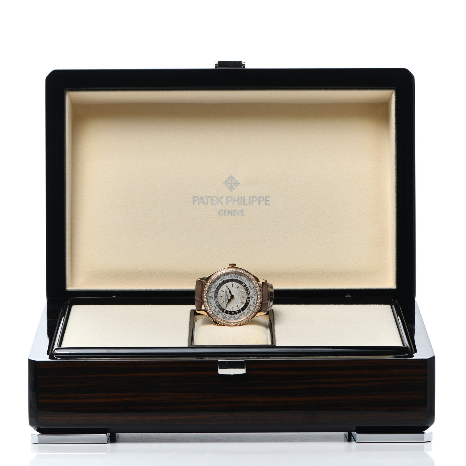 Patek Philippe 18K Rose Gold Alligator Diamond 36mm Complications World Time Automatic Watch 7130R-013 5 of 5