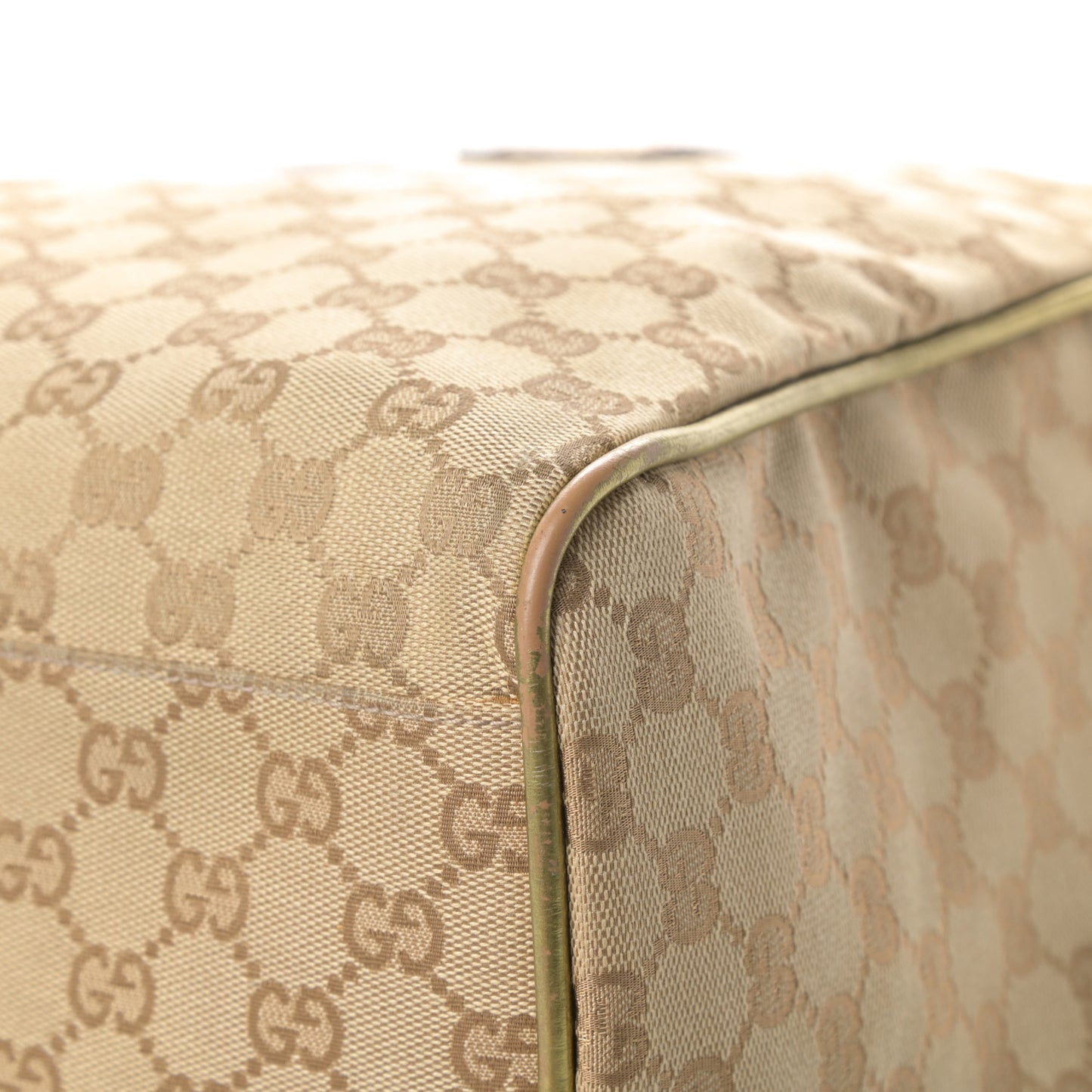 GG Monogram Web Medium Collapsible Carry On Duffle Beige Gold