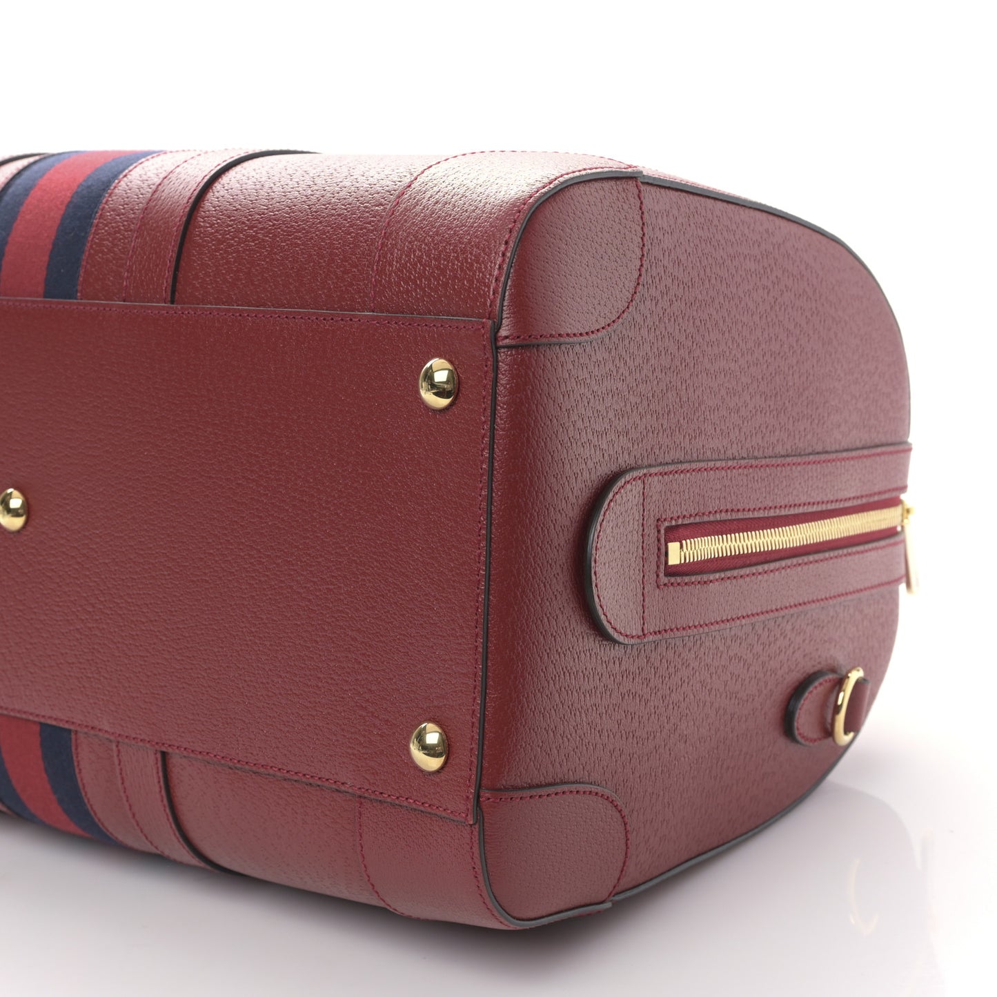 Textured Dollar Calfskin Web Medium Savoy Duffle Bag Red