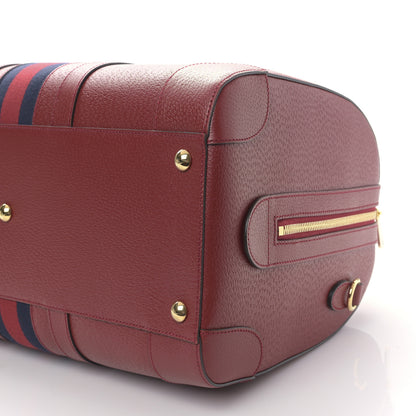 Gucci Textured Dollar Calfskin Web Medium Savoy Duffle Bag Red 9 of 9