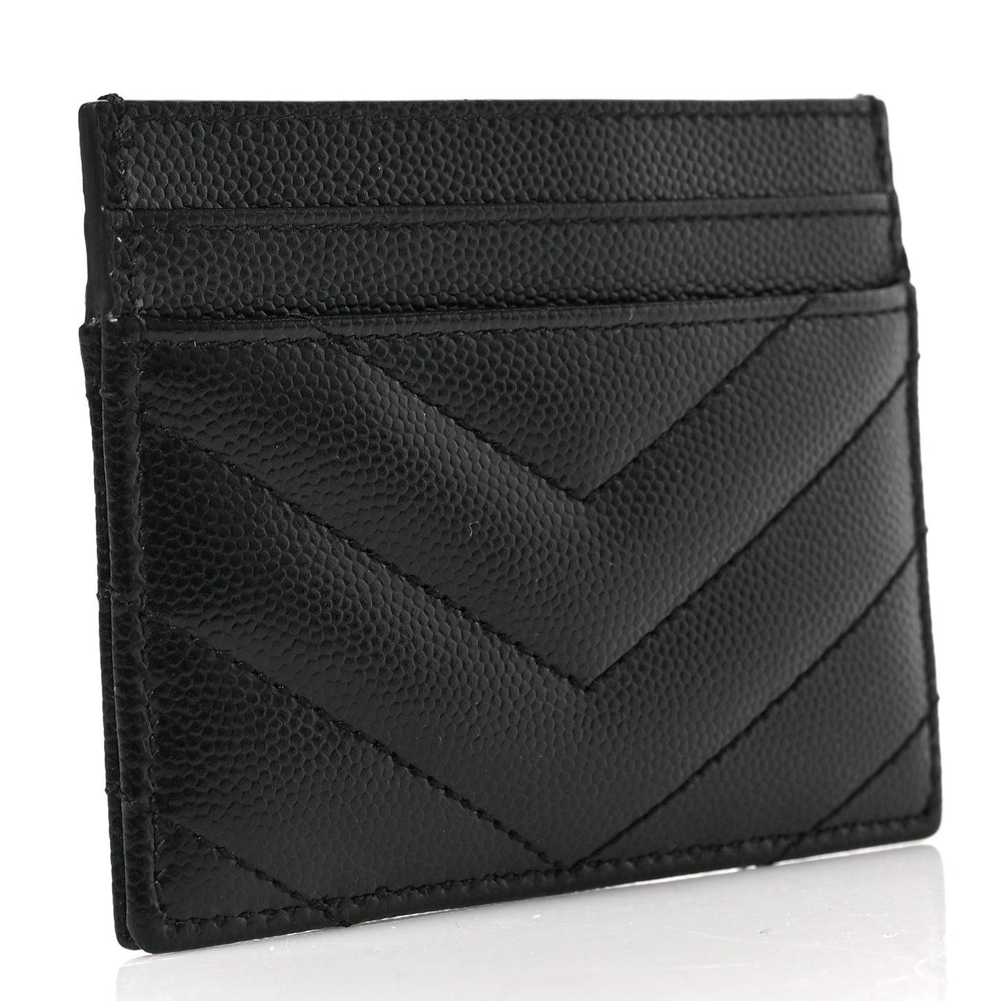 Grain De Poudre Matelasse Chevron Monogram Credit Card Case Black