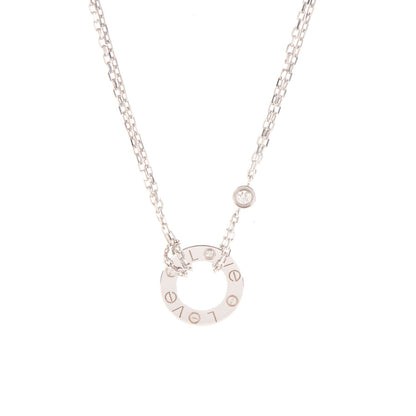 Cartier 18K White Gold 2 Diamond LOVE Necklace 3 of 5