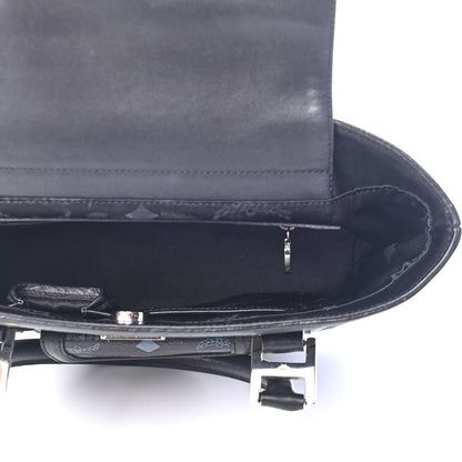 MCM Visetos Calfskin Top Handle Satchel Black 5 of 10