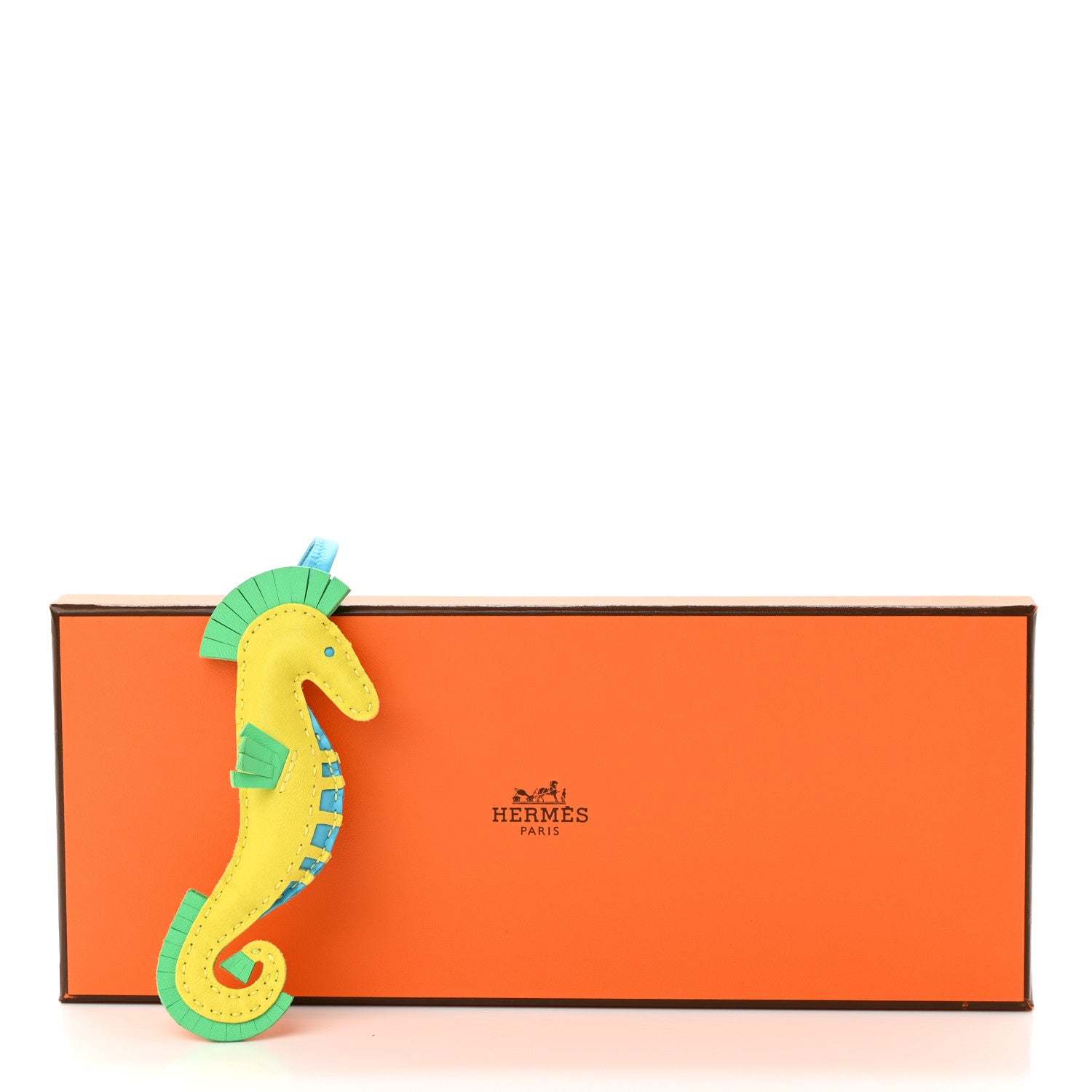 Hermes Milo Lambskin Hippo Bag Charm Lime Vert Comics Bleu Azteque 5 of 5