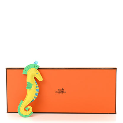 Hermes Milo Lambskin Hippo Bag Charm Lime Vert Comics Bleu Azteque 5 of 5