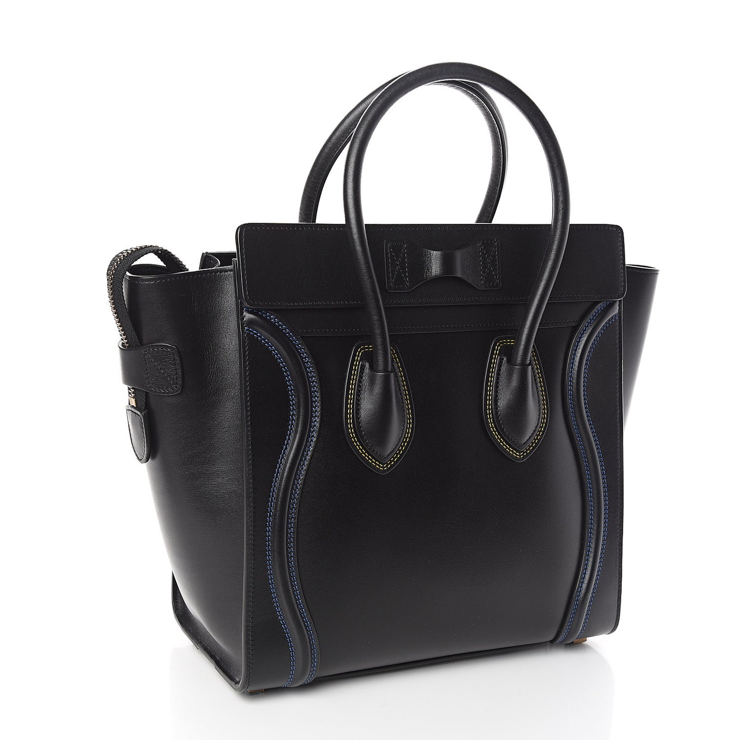 Smooth Calfskin Multicolor Double Stitching Micro Luggage Black