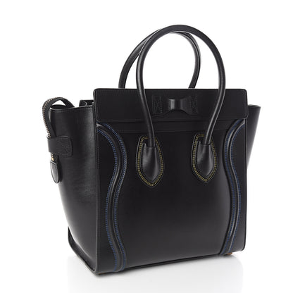 Celine Smooth Calfskin Multicolor Double Stitching Micro Luggage Black 2 of 13